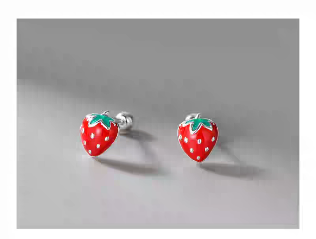 Strawberry shortcake Sterling Silver 925 Stud earrings with ball closer