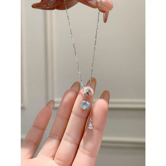 Rose Cut Cubic Zircon Trio 925 Sterling Silver Necklace with Certificate