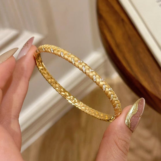 18k Gold Filled Cubic Zircon Bracelet Cuff Non Tarnish
