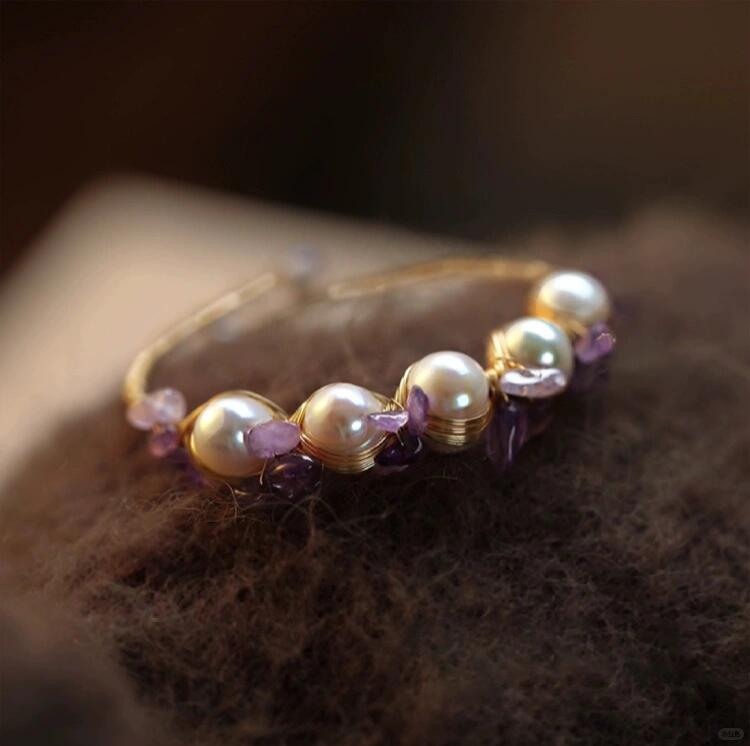 Gold Filled Pearls with Amethyst Bracelet