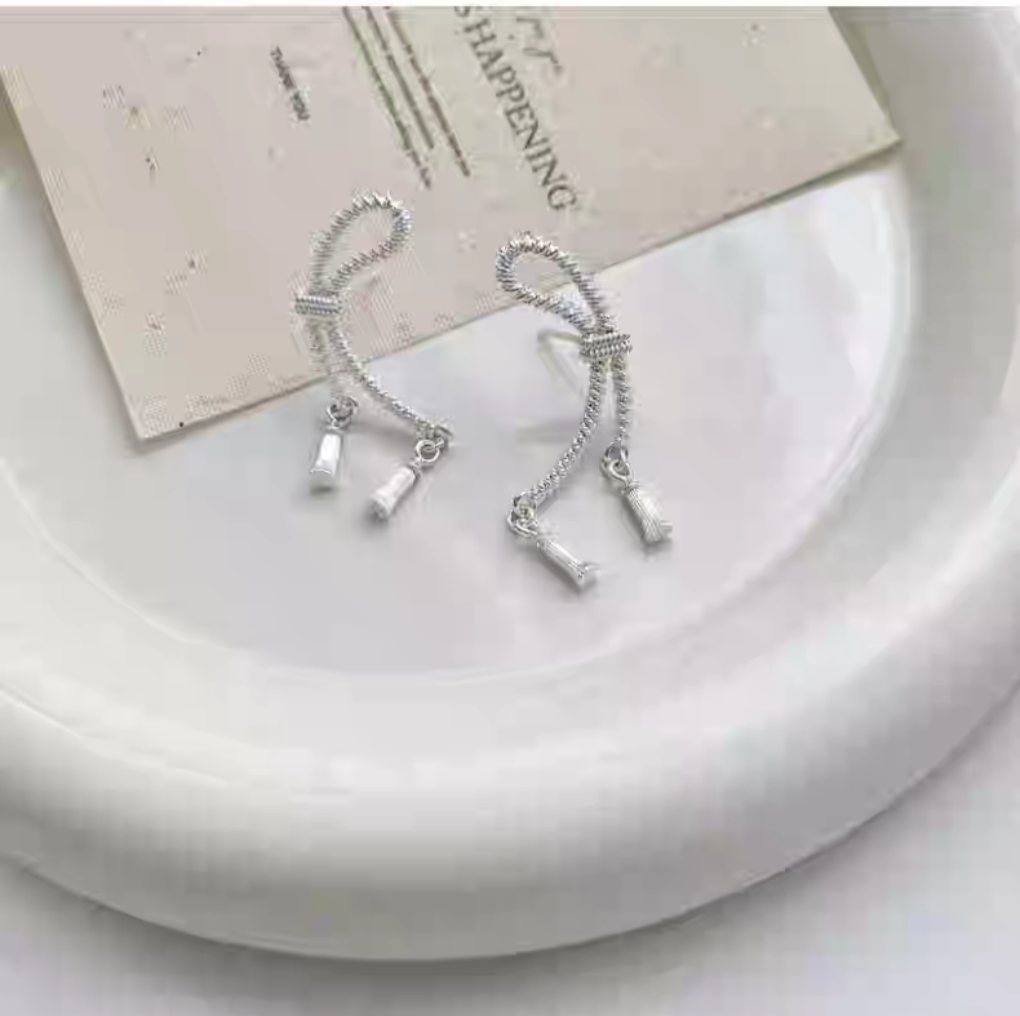 Tibetan Bow Tassel Sterling Silver 925 Earrings