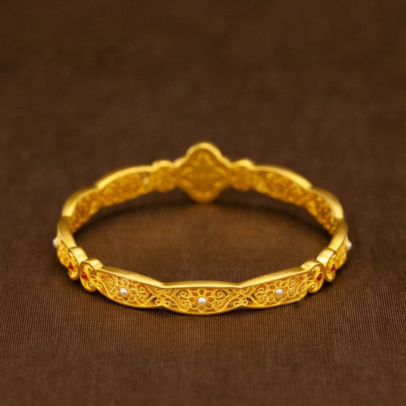 Traditional Artistic expression 18k Gold filled bangle bracelet