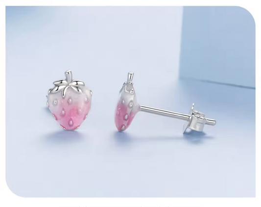 Strawberry jam Sterling Silver 925 Stud earrings