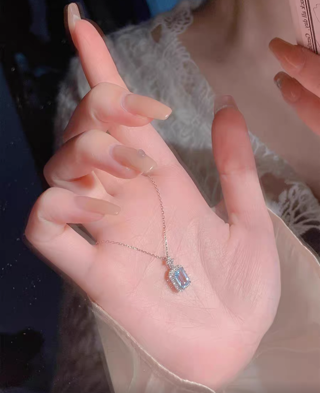 Classic Blue Sterling Silver 925 necklace