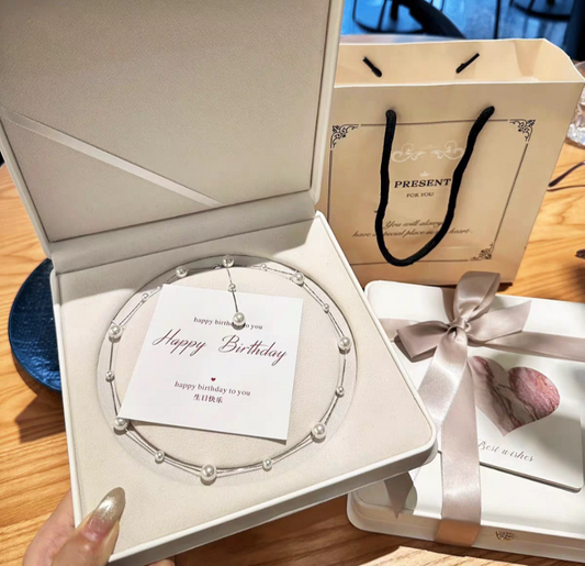 Natural Australian Pearls 5mm+8mm Chained Seashore Sterling Silver Necklace -Giftable Packing as Pictures-Greeting Card-Custom Hand written Note