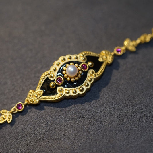 Vintage Style Traditional Bracelet 18k Gold plated 925 Non Tarnish