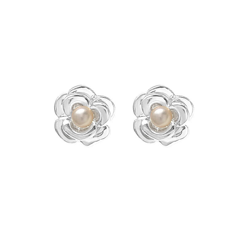 Rose Pearl Sterling Silver Stud Earrings