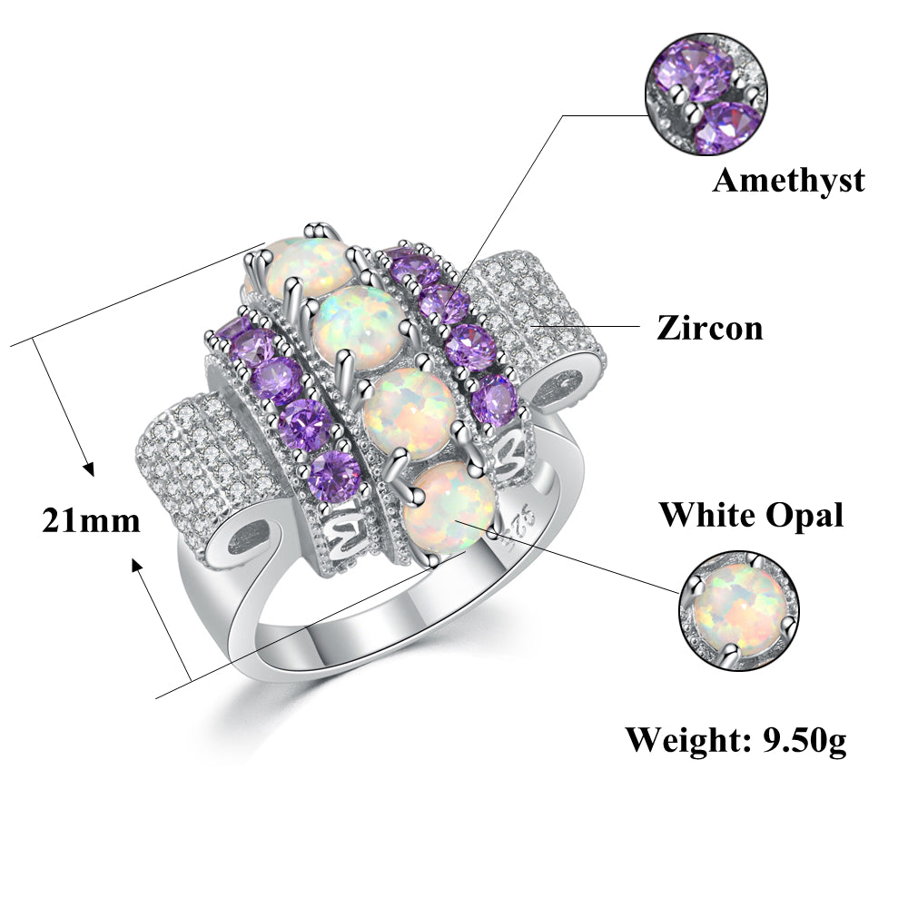 Luxurious Crowned Opal Amethyst Sterling Silver Ring