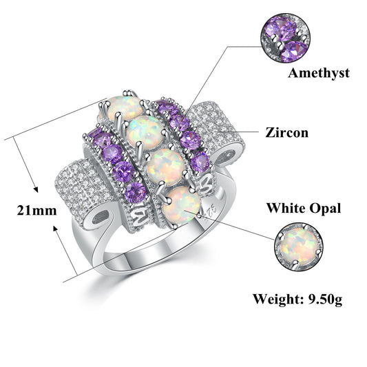 Luxurious Crowned Opal Amethyst Sterling Silver Ring