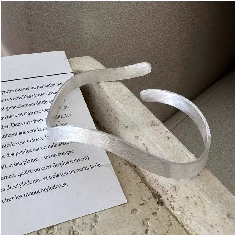 Geometric Wave Sterling Silver 925 cuff Bracelet