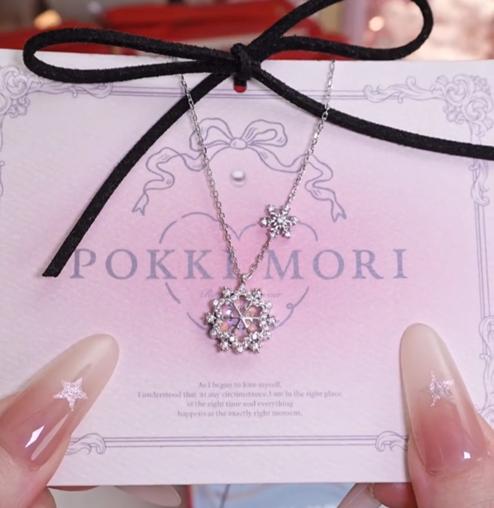 Pink Snowflake Sterling Silver Necklace