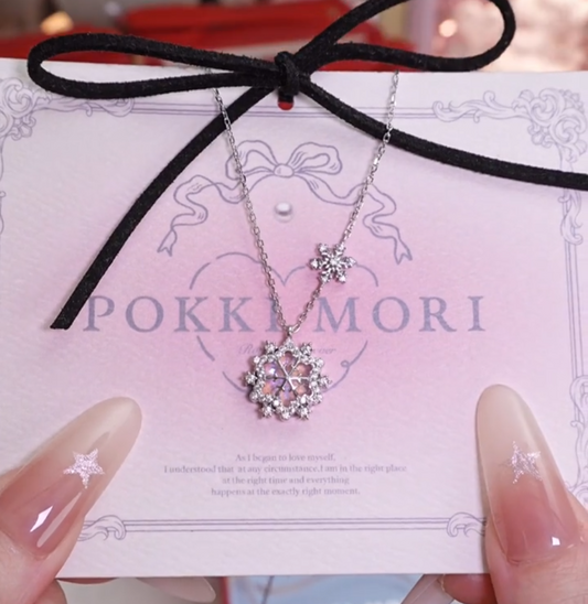 Pink Snowflake Sterling Silver Necklace