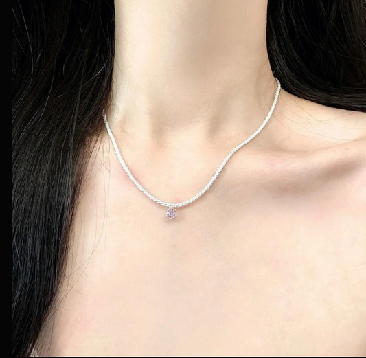 Pink Cubic Zircon Sterling Silver necklace