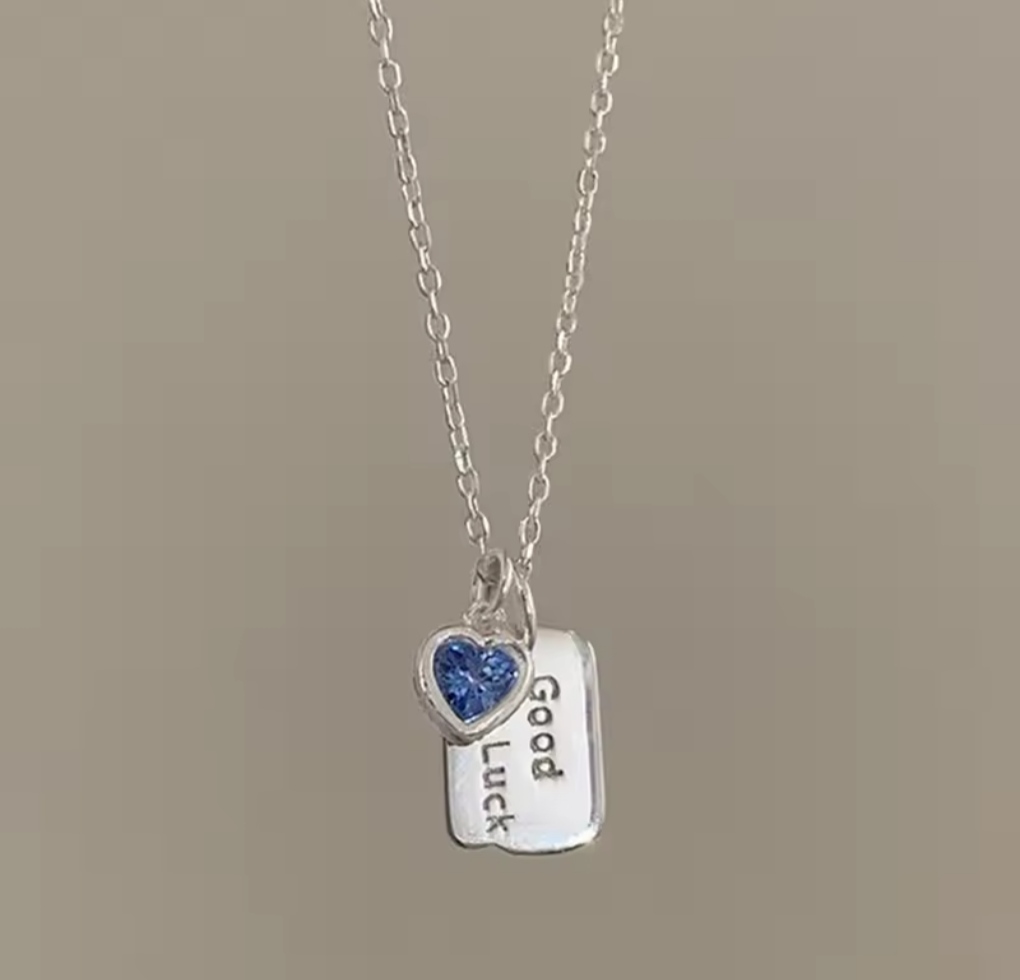 Blue Heart Good Luck Sterling Silver Necklace