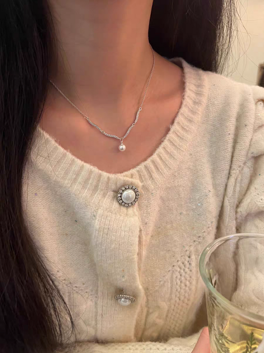 Pearl Crown 999 Silver Certified Necklace 40+5cm