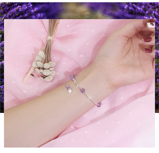 Amethyst Beaded Sterling Silver bracelet