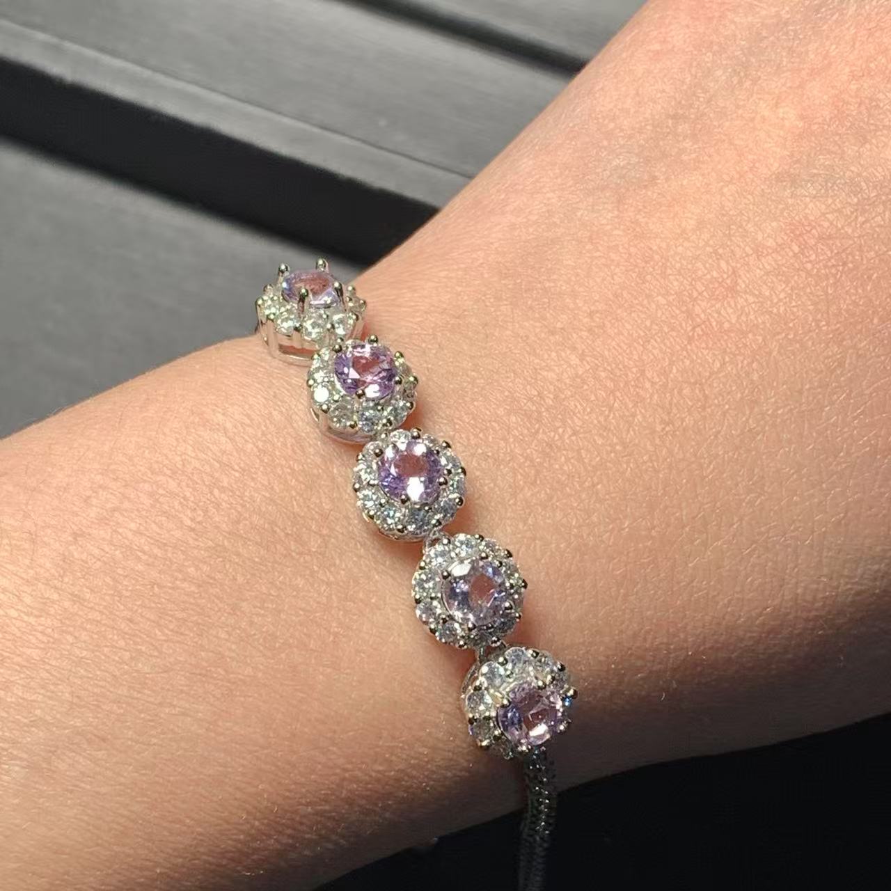 Natural Amethyst Sterling Silver Bracelet