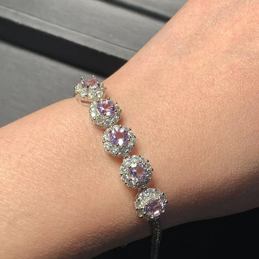 Natural Amethyst Sterling Silver Bracelet