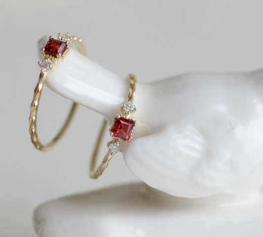 9K Gold Natural Red Garnet Certified Ring