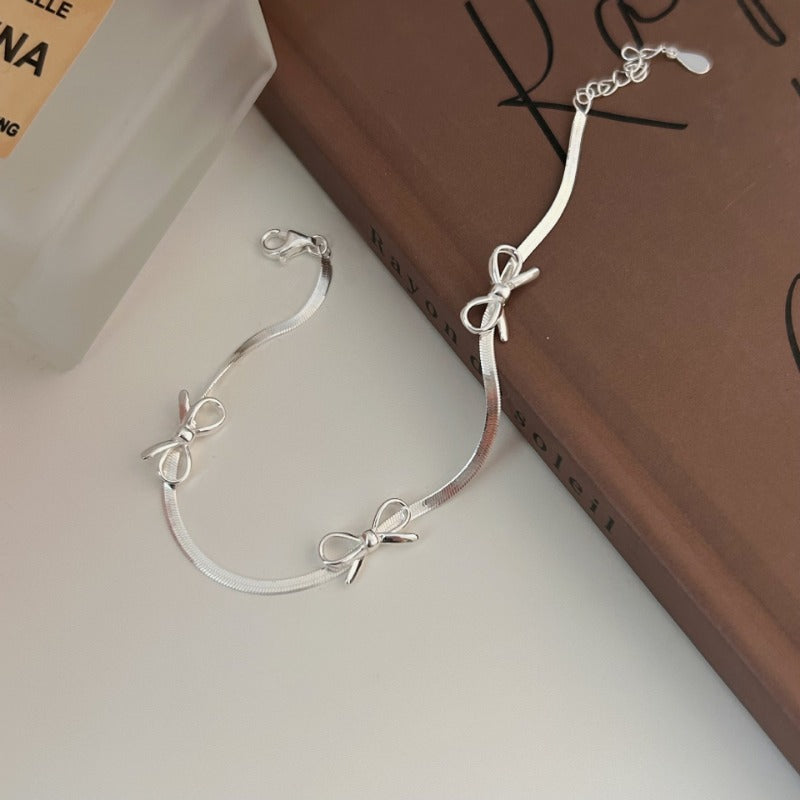 Cute Bows Sterling Silver Bracelet