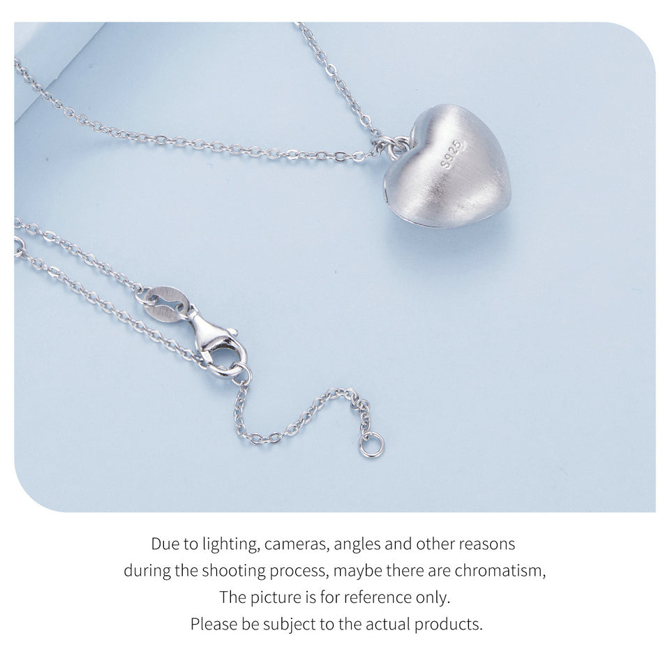 Customized Engraving Heart Sterling Silver Necklace with Birth Stone-Mail your engraving message with order number