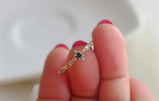 9K gold, natural sapphire Certified Ring