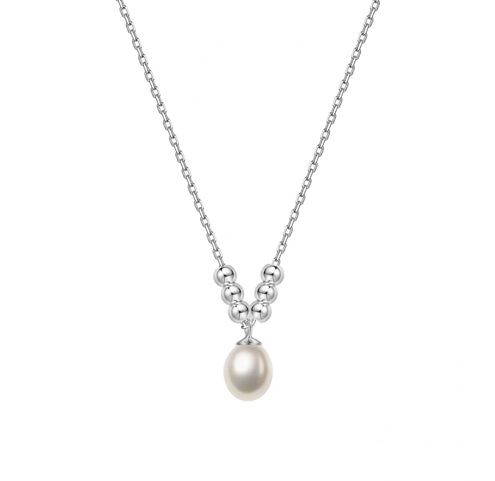 Mermaid Tear Drop Sterling Silver Pearl Necklace