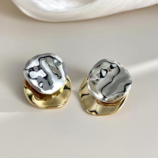 Curved edge 18k Gold Filled Earrings Stud