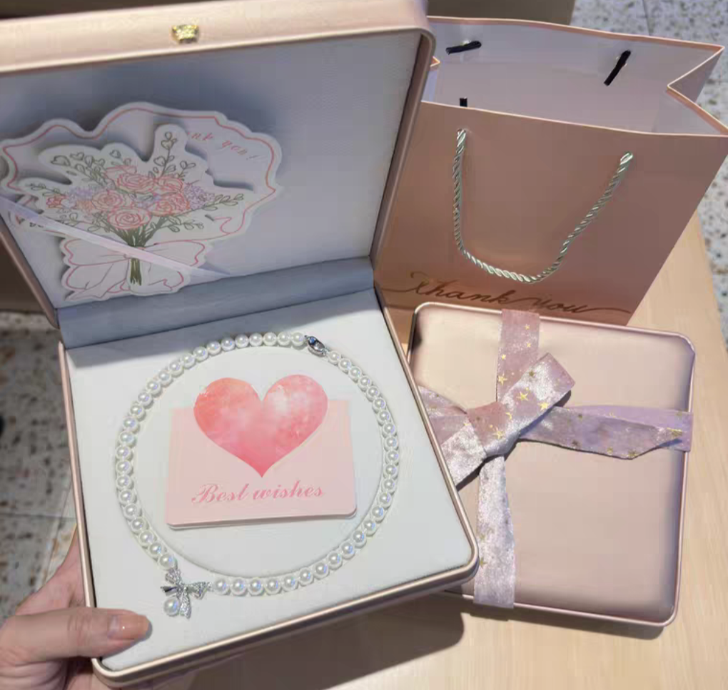 Natural Australian Pearls 8mm Luna Bow Sterling Silver Necklace -Giftable Packing as Pictures-Greeting Card-Custom Hand written Note