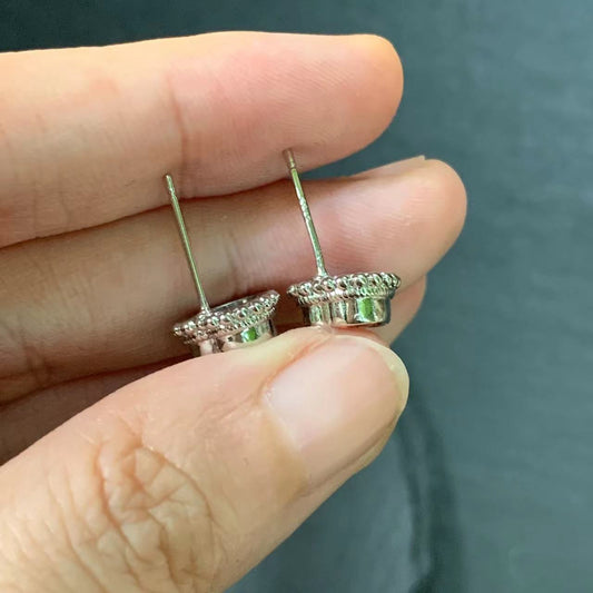 Natural Garnet Stone Sterling Silver 925 Stud earrings