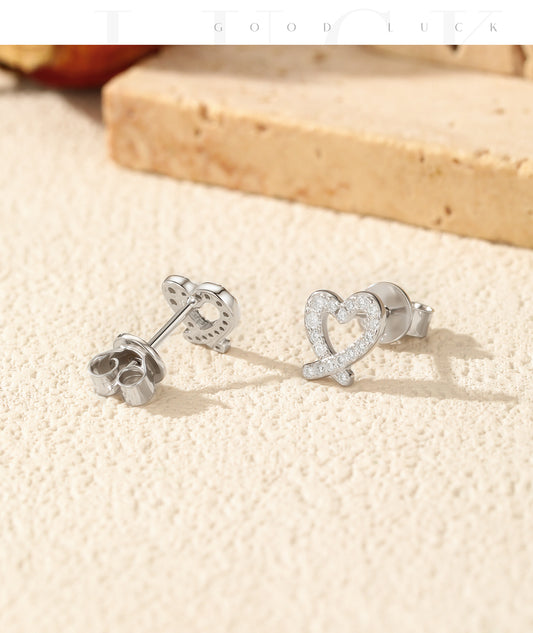 Hearty Hearty Moissanite sterling silver 925 Stud earrings - Certified