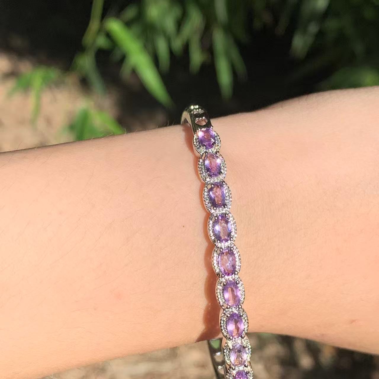Amethyst Cuff Bracelet – Sterling Silver