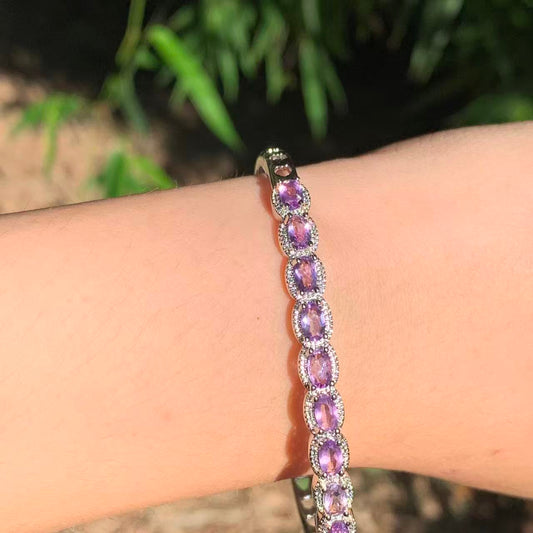 Amethyst Cuff Bracelet – Sterling Silver
