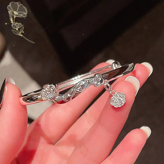 Tibetan Lotus flower Sterling Silver bracelet bangle