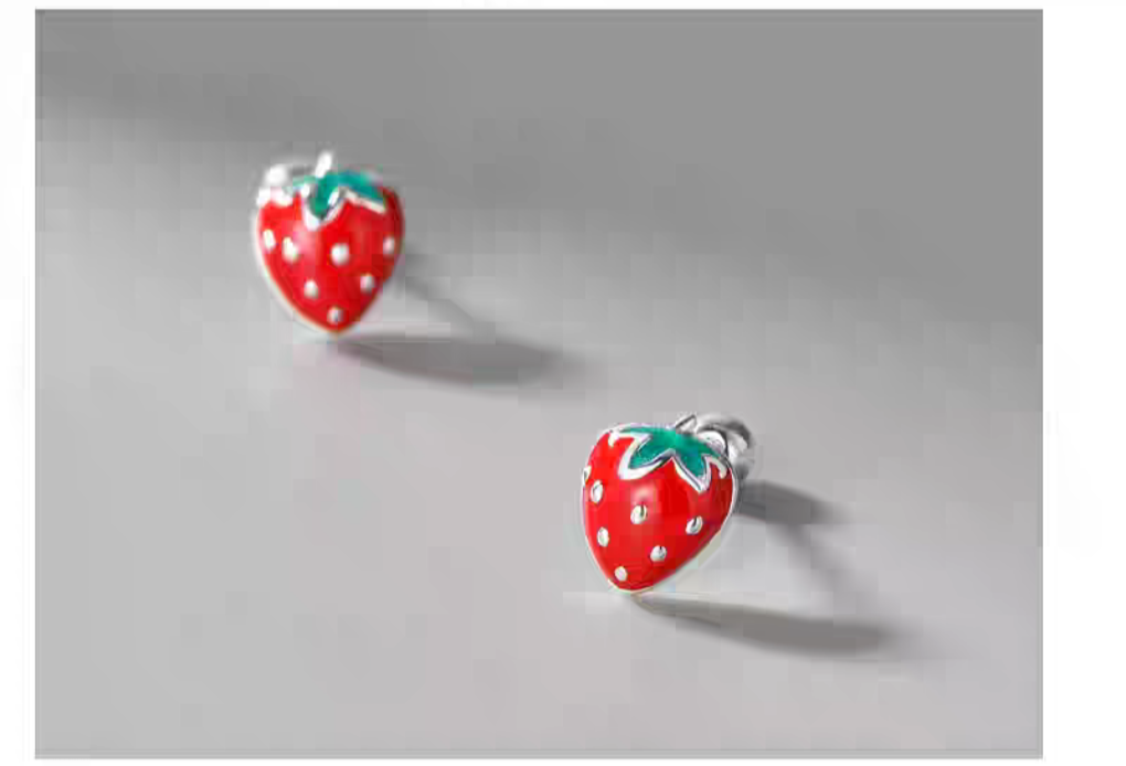 Strawberry shortcake Sterling Silver 925 Stud earrings with ball closer