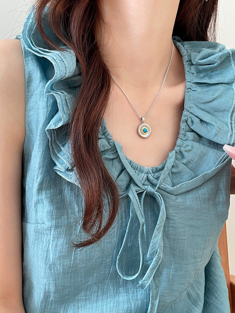 Turquoise blue Sterling Silver Necklace