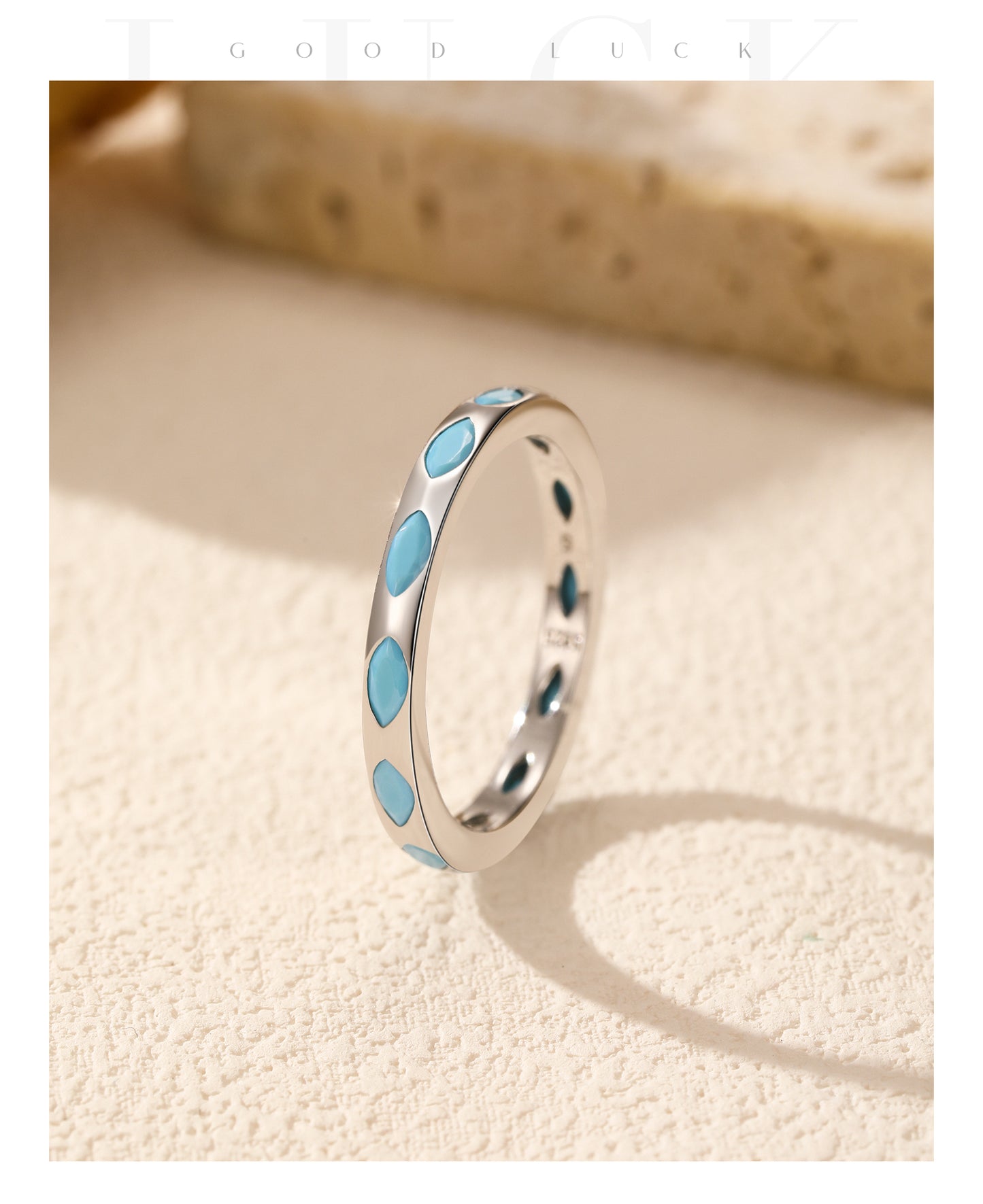 Turquoise blue Sterling Silver Band Ring