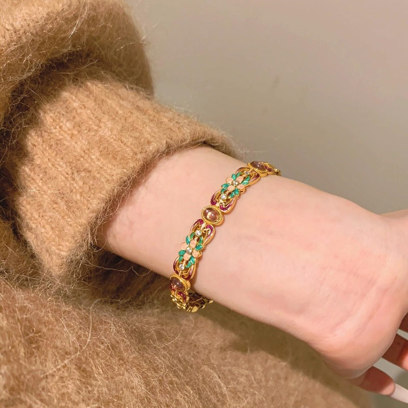 Traditional 18k Gold Filled Moonstone Cuff Bracelet