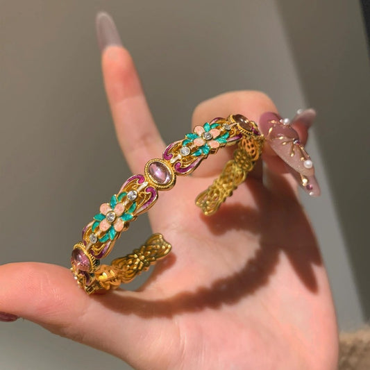 Traditional 18k Gold Filled Moonstone Cuff Bracelet