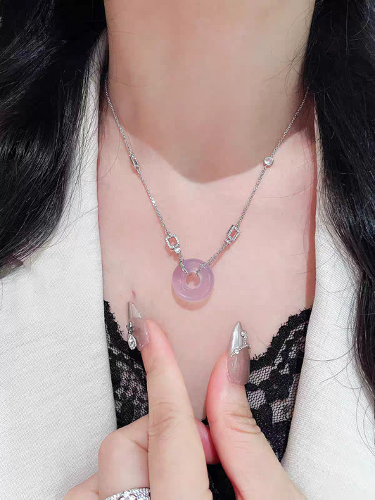 Purple chalcedony Sterling Silver 925 Certified Necklace