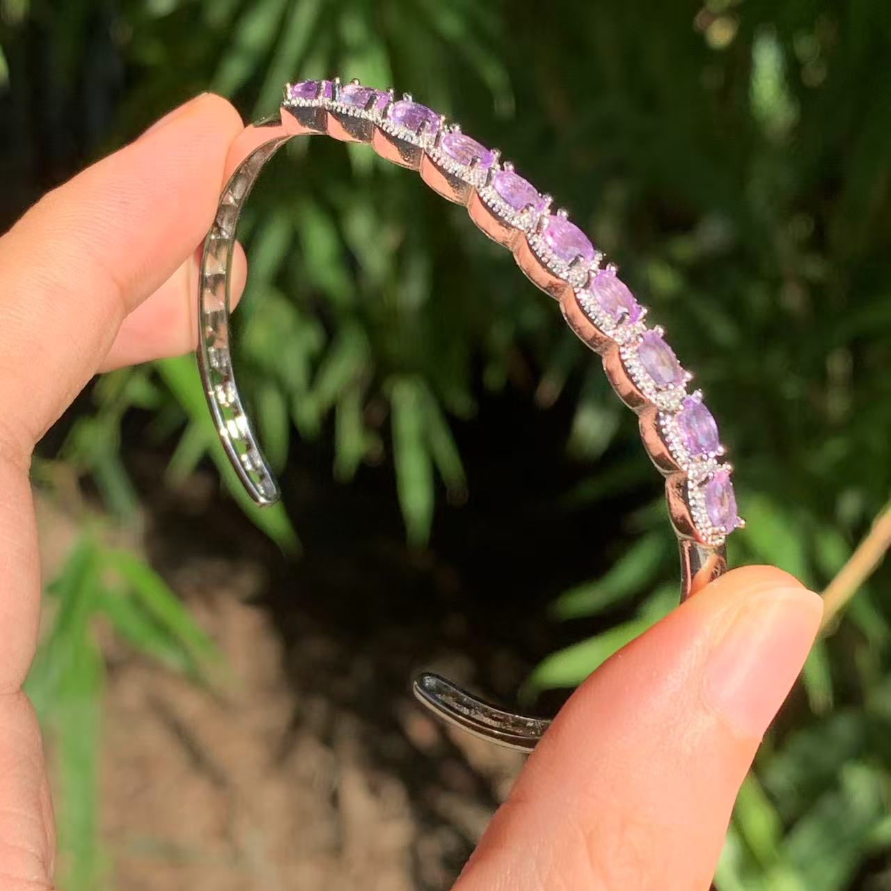 Amethyst Cuff Bracelet – Sterling Silver