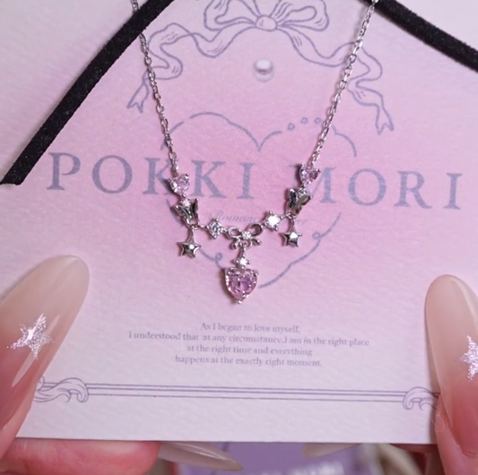 Pink heartbeat Sterling Silver Necklace