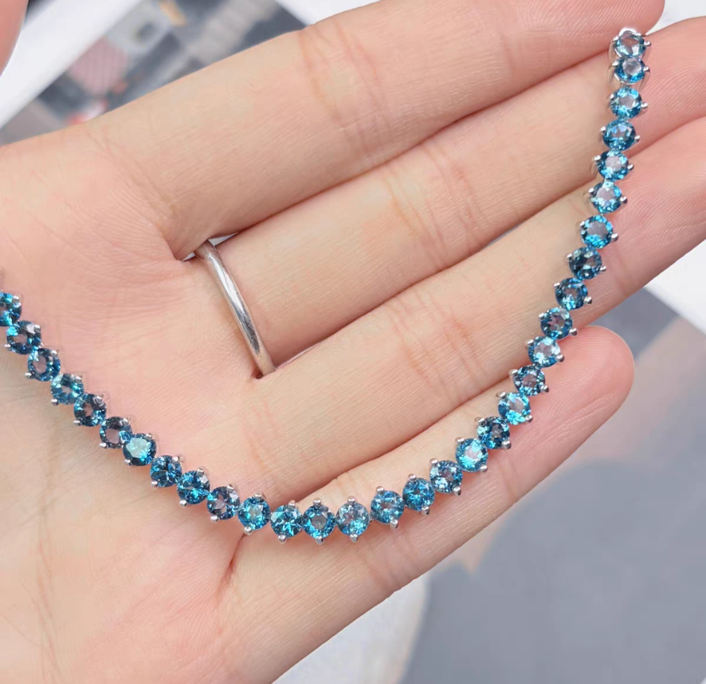 Natural Topaz Sterling Silver 925 Bracelet With Certificate