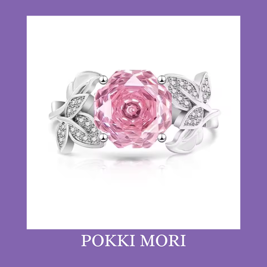 Pink Rose Tiara Octagon Sterling Silver Ring Resizable