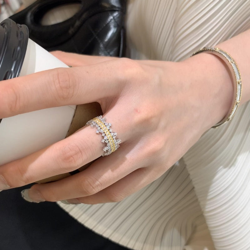 Lacy Crowned Miss Sterling Silver Ring - Resizable