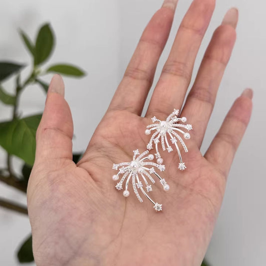 Tussle Flowers Sterling Silver 925 Stud Earrings