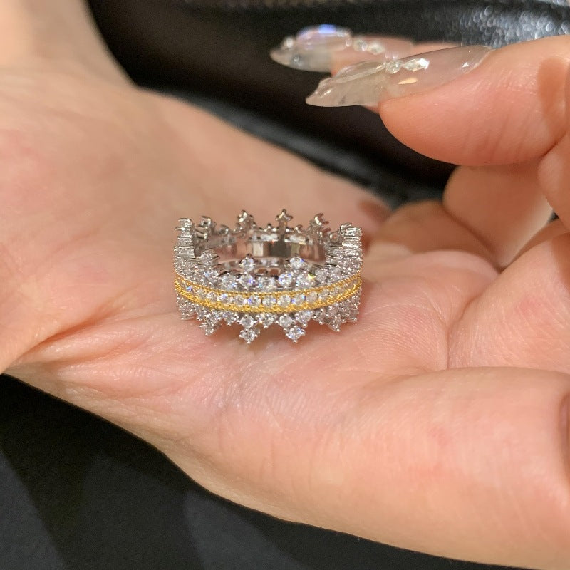 Lacy Crowned Miss Sterling Silver Ring - Resizable