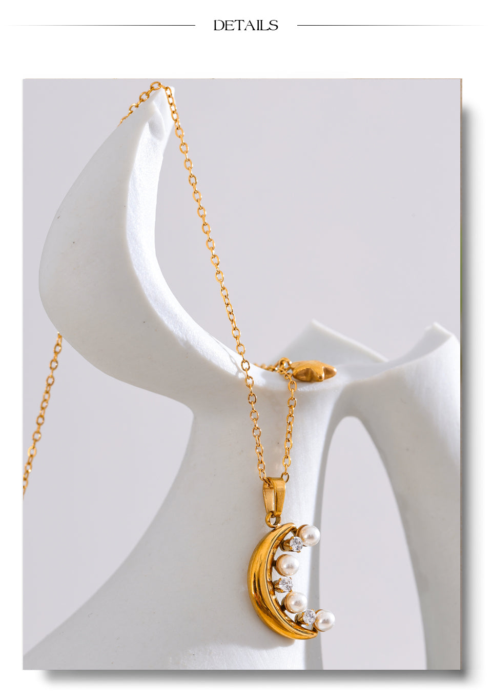 Ethereal Crescent moon Night 18k Gold Filled Necklace