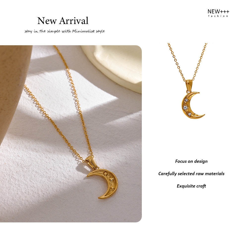 Crescent Moon 18k Gold Filled Necklace Pendant