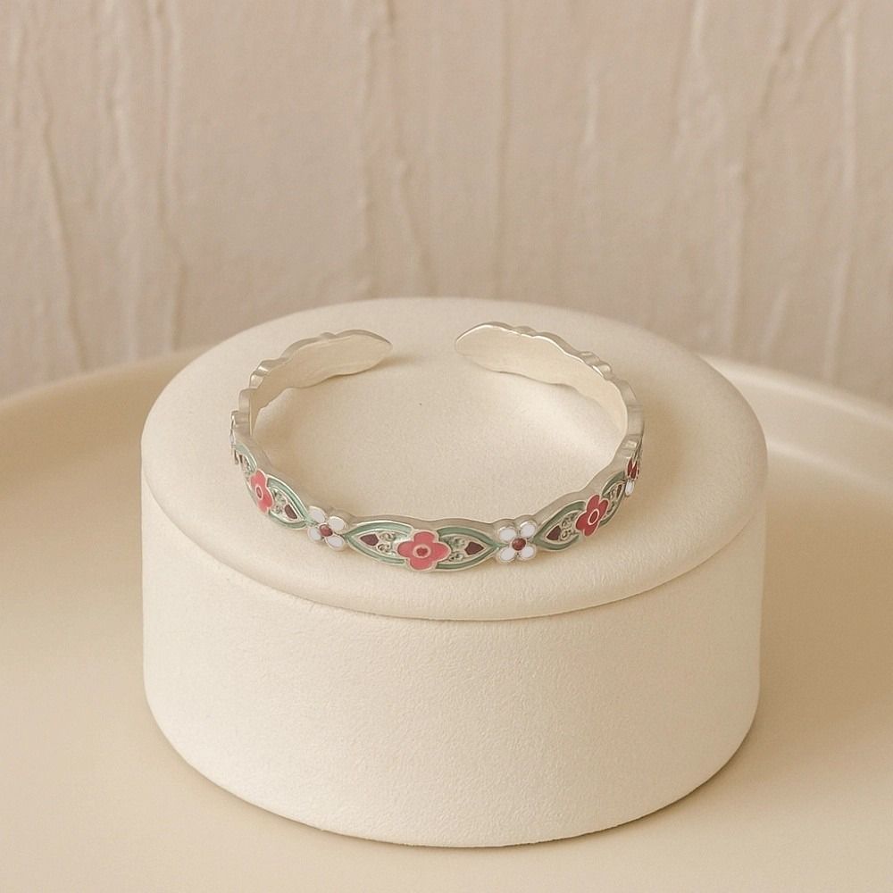 Traditional Floral Cuff Bangle Bracelet -Sterling Silver -second edition